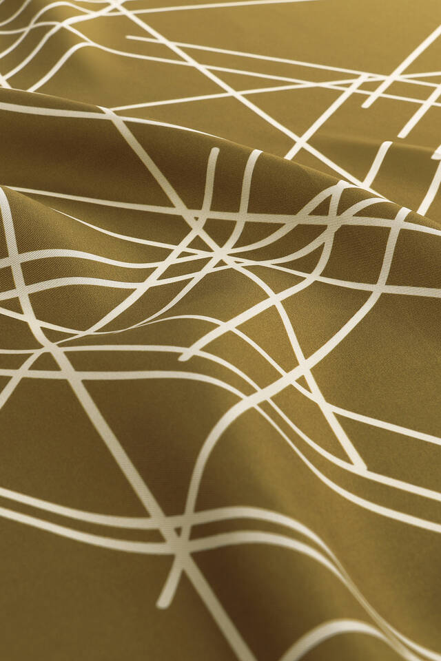 Olive Green Echo Pattern Twill Silk Square Scarf - 3