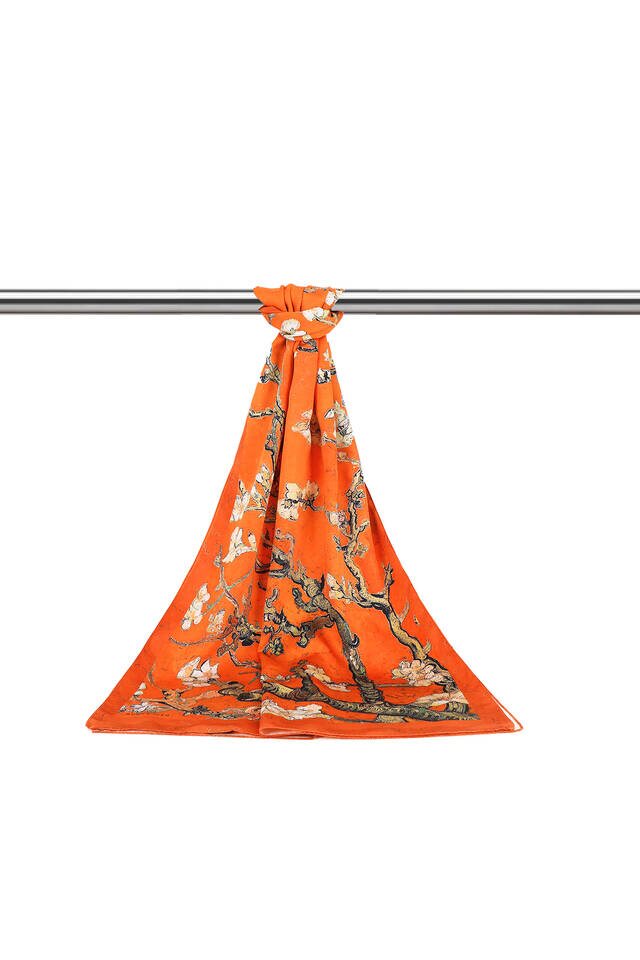 Orange Almond Blossom Silky Foulard - 3