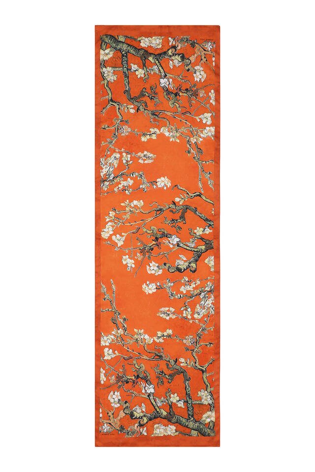 Orange Almond Blossom Silky Foulard - 4