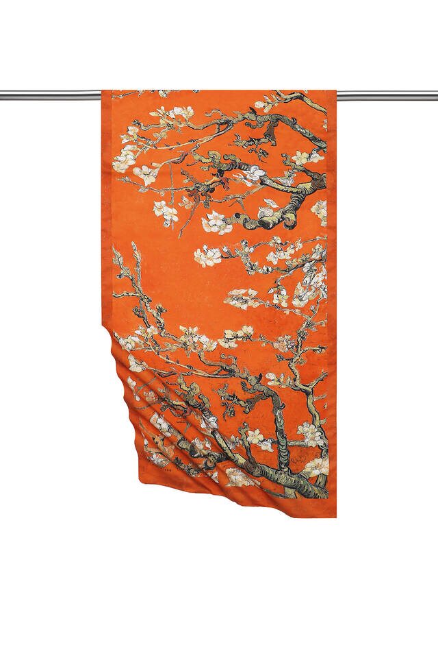 Orange Almond Blossom Silky Foulard - 1