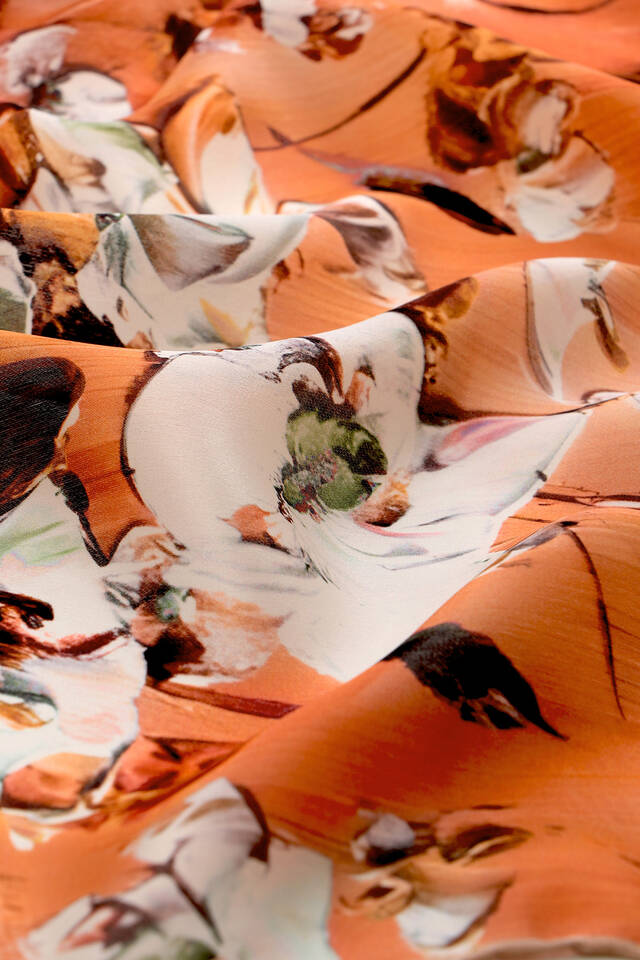 Orange Anemone Pattern Silk Pocket Square - 4