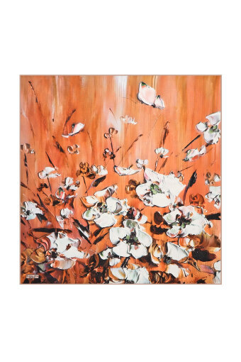 Orange Anemone Pattern Silk Pocket Square 