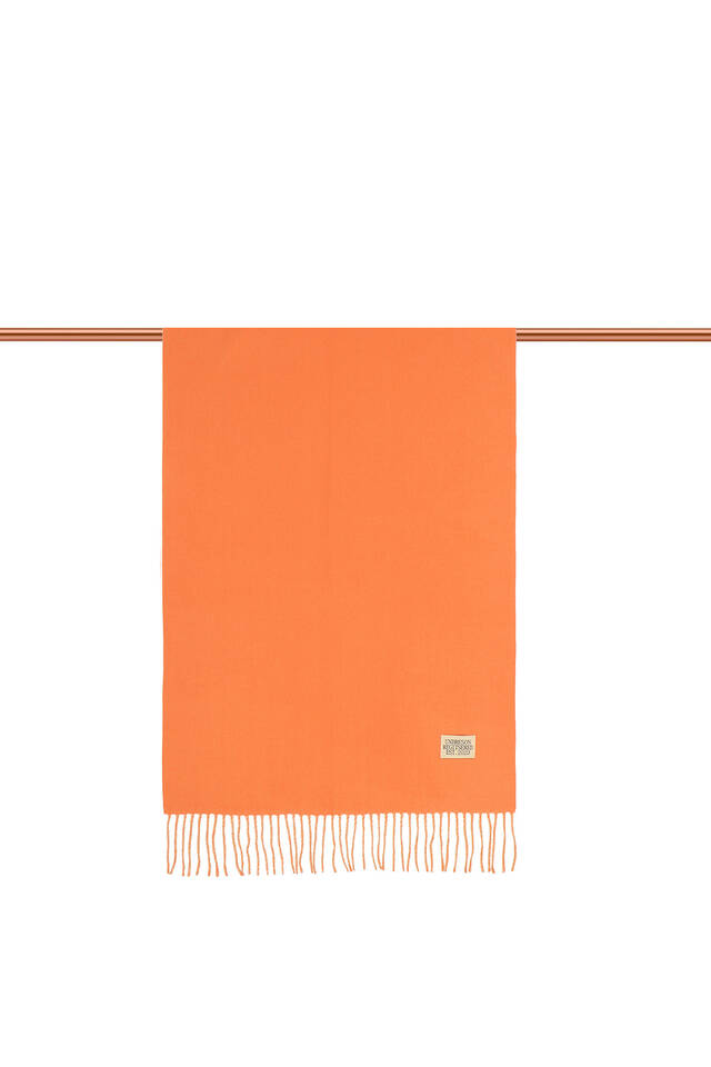 Orange Beige Double Sided Winter Shawl - 3