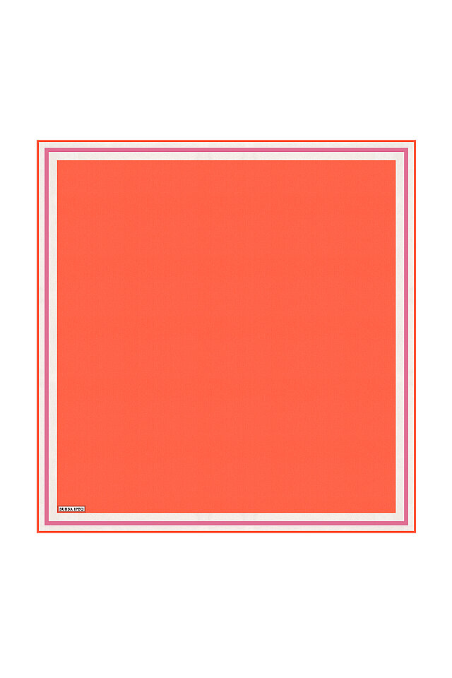 Orange Bordered Plain Silk Pocket Square - Bursa İpek
