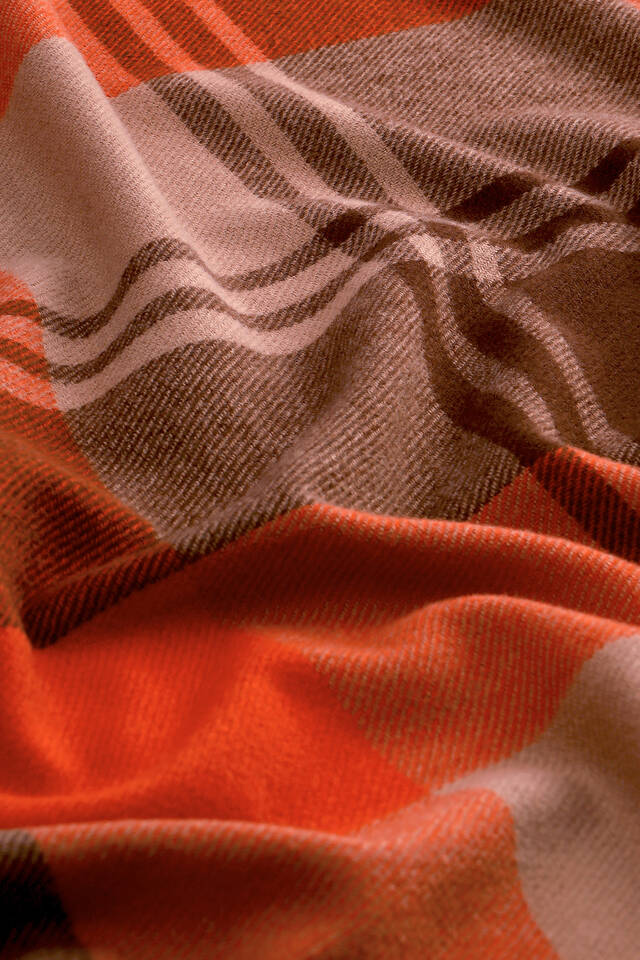 Orange Brown Patterned Winter Shawl - 4