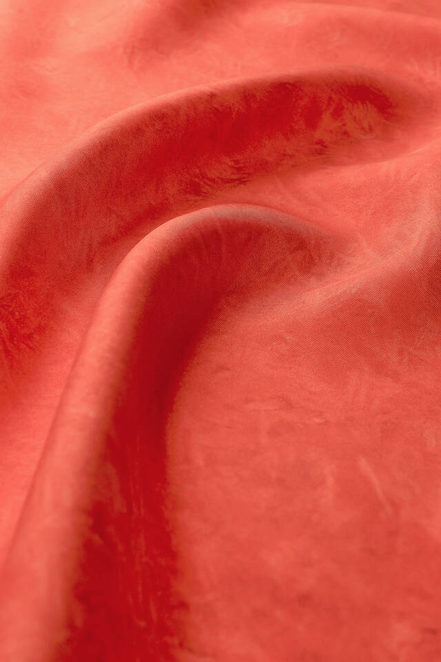 Orange Brush Pattern Twill Silk Square Scarf - 2