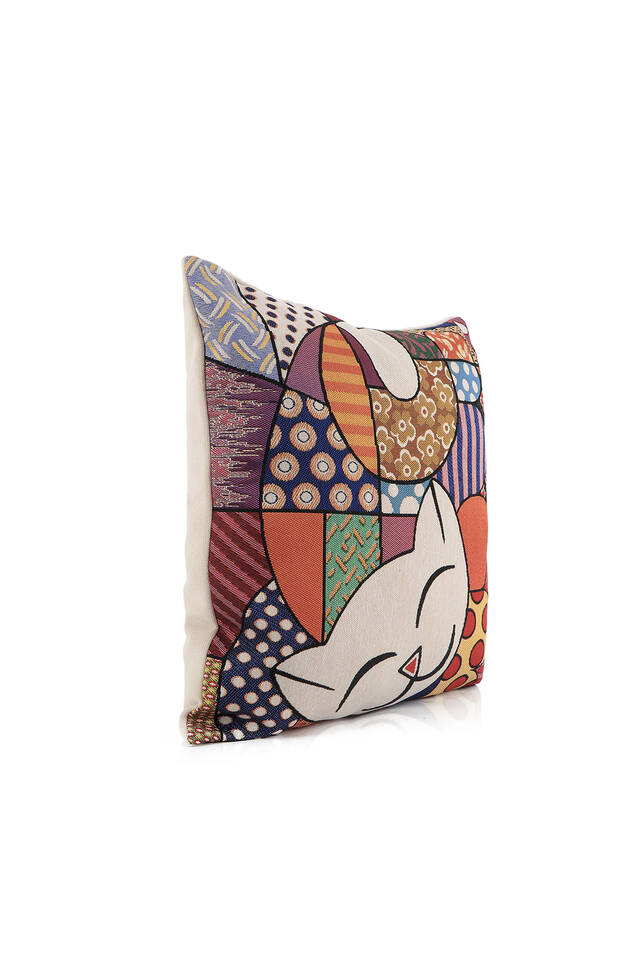 Orange Cat Pattern Tapestry Throw Pillow - 2