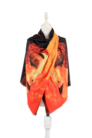 Orange Crying Woman Winter Shawl 