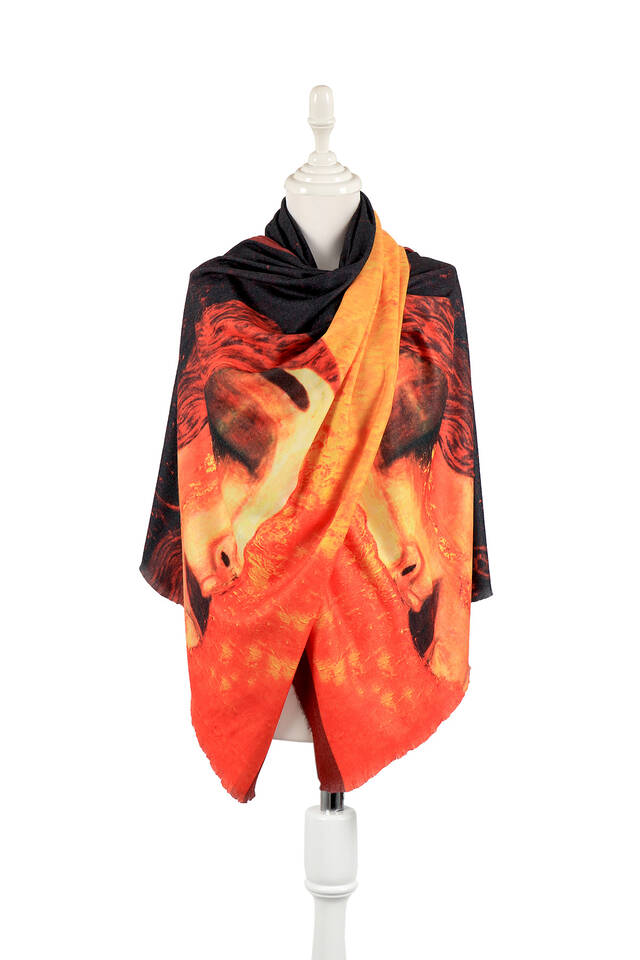 Orange Crying Woman Winter Shawl 