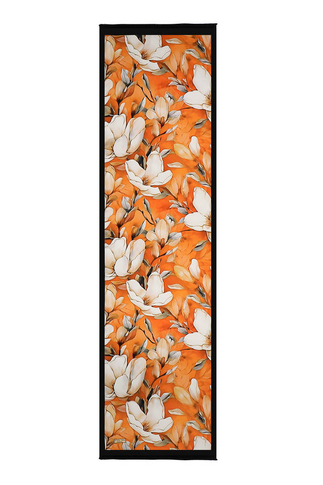 Orange Daffodil Pattern Silk Foulard - 5