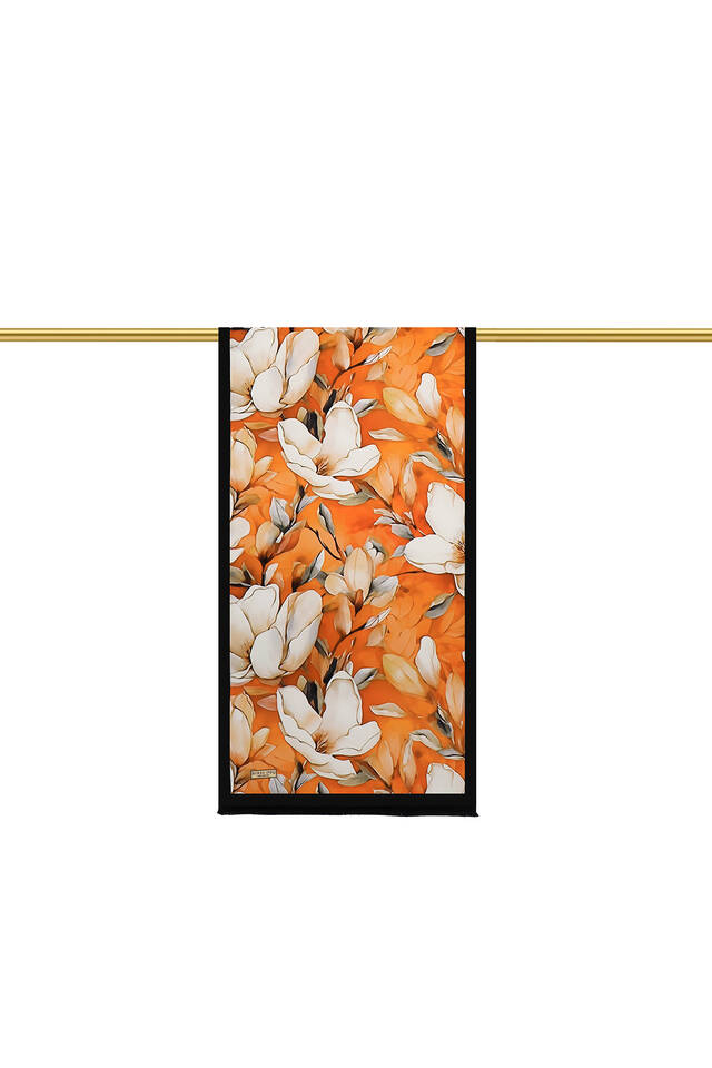 Orange Daffodil Pattern Silk Foulard - 3