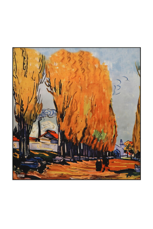 Orange Fall Pattern Silk Pocket Square - Bursa İpek