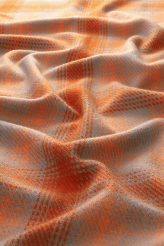 Orange Gray Patterned Winter Shawl - 4