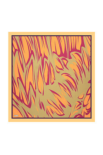 Orange Nilsu Pattern Twill Silk Square Scarf 