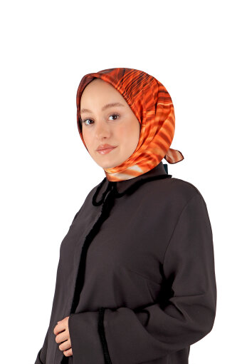 Orange Rainbow Pattern Sura Silk Square Scarf 