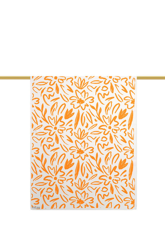 Orange Spring Pattern Twill Silk Scarf - 2