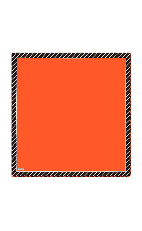 Orange Stripe Pattern Twill Silk Square Scarf - 2