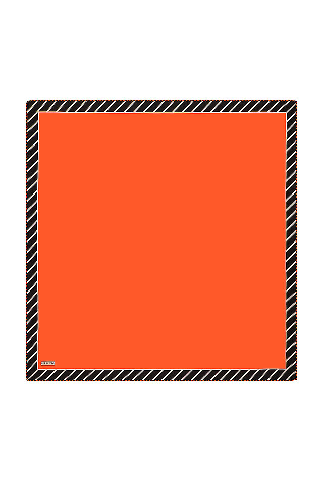Orange Stripe Pattern Twill Silk Square Scarf 
