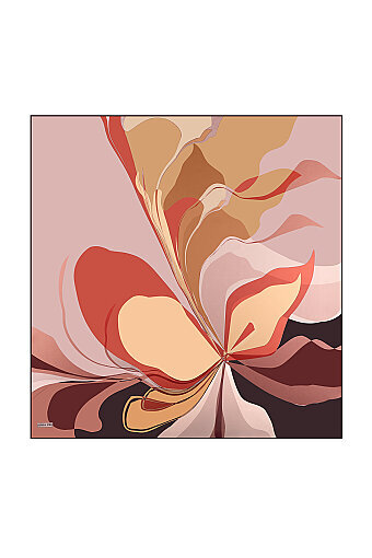 Sorbet Orchid Pattern Twill Silk Scarf 