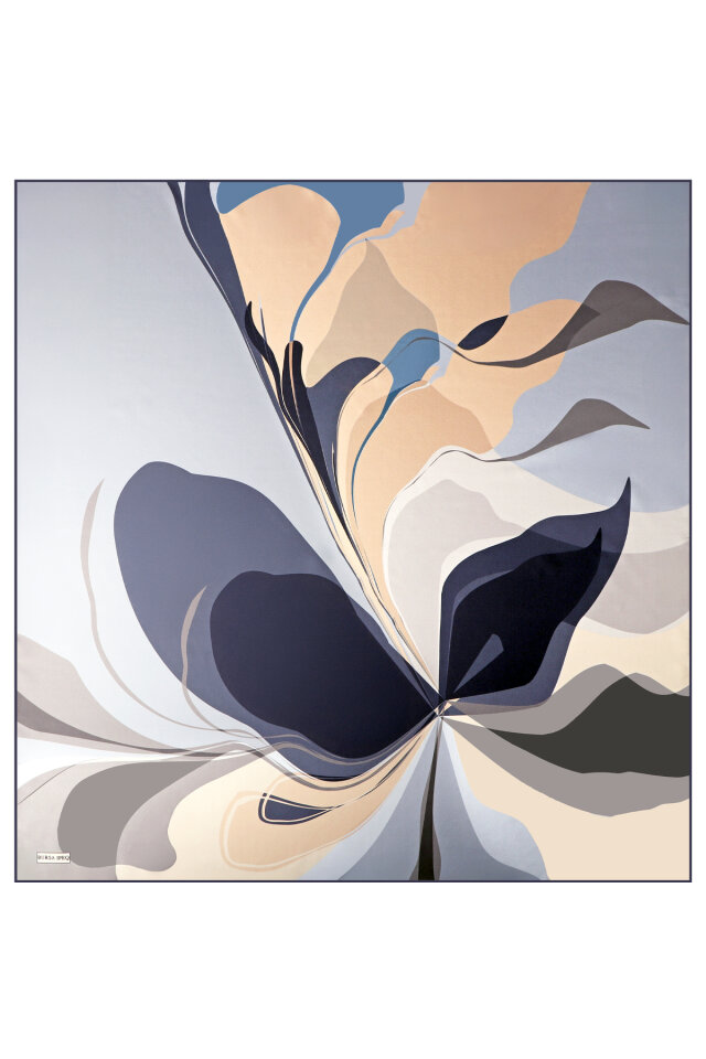 Marin Orchid Pattern Twill Silk Scarf - 2