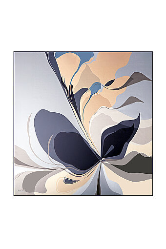 Marin Orchid Pattern Twill Silk Scarf 