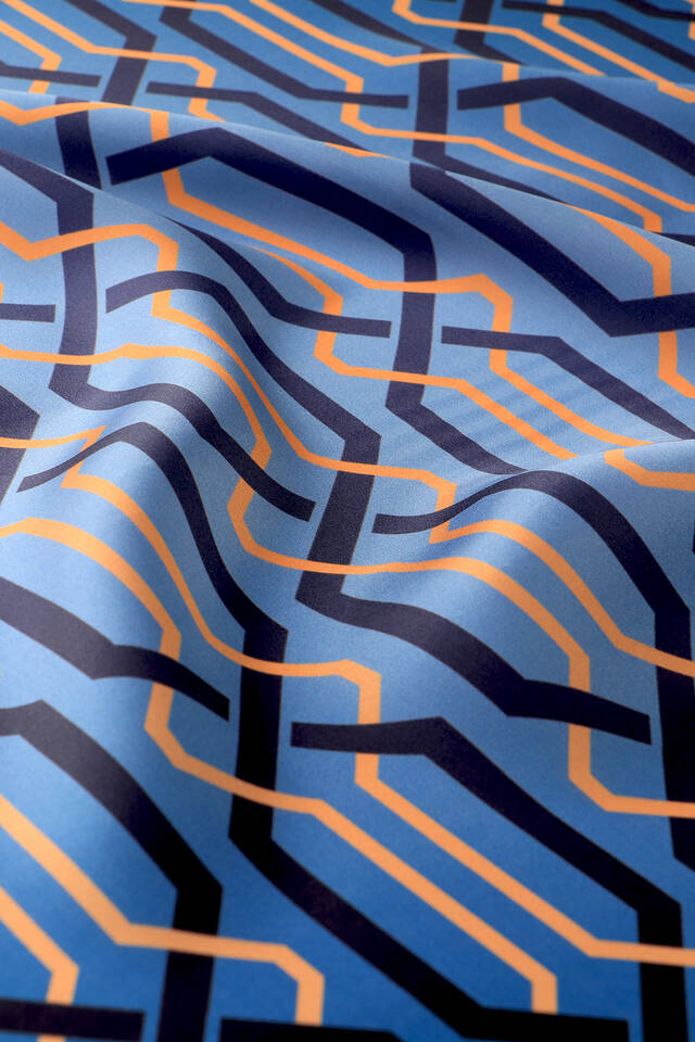 Mavi Örgü Desen Sura İpek Eşarp - 2