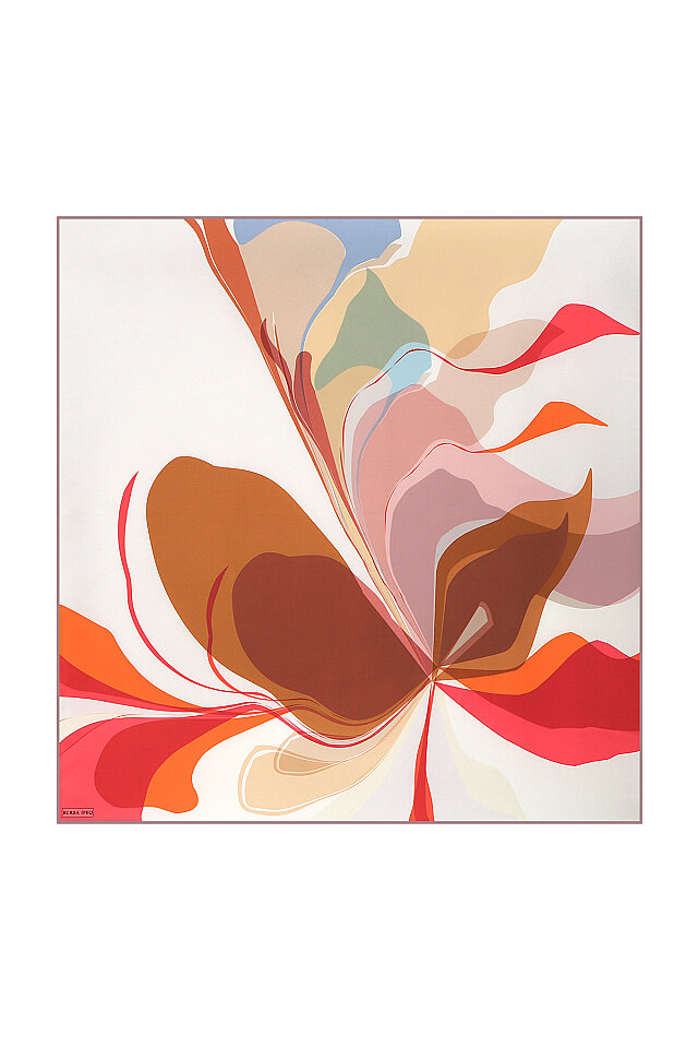 Bakır Orkide Desen Twill İpek Eşarp 