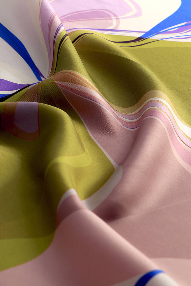 Yeşil Orkide Desen Twill İpek Eşarp - 3