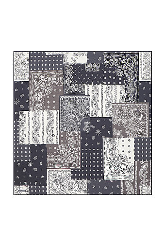 Antrasit Patchwork Desen Twill İpek Eşarp 