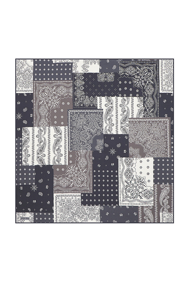 Antrasit Patchwork Desen Twill İpek Eşarp - Bursa İpek