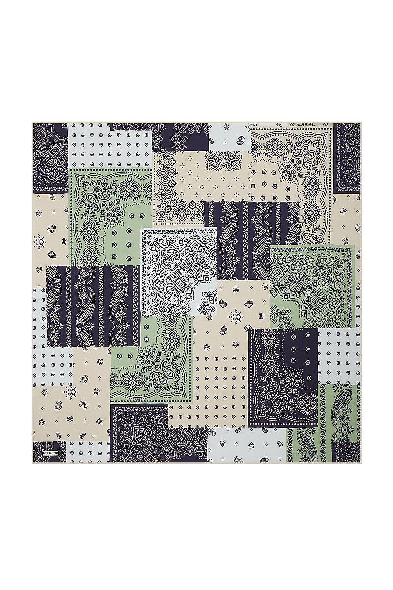 Mint Patchwork Desen Twill İpek Eşarp