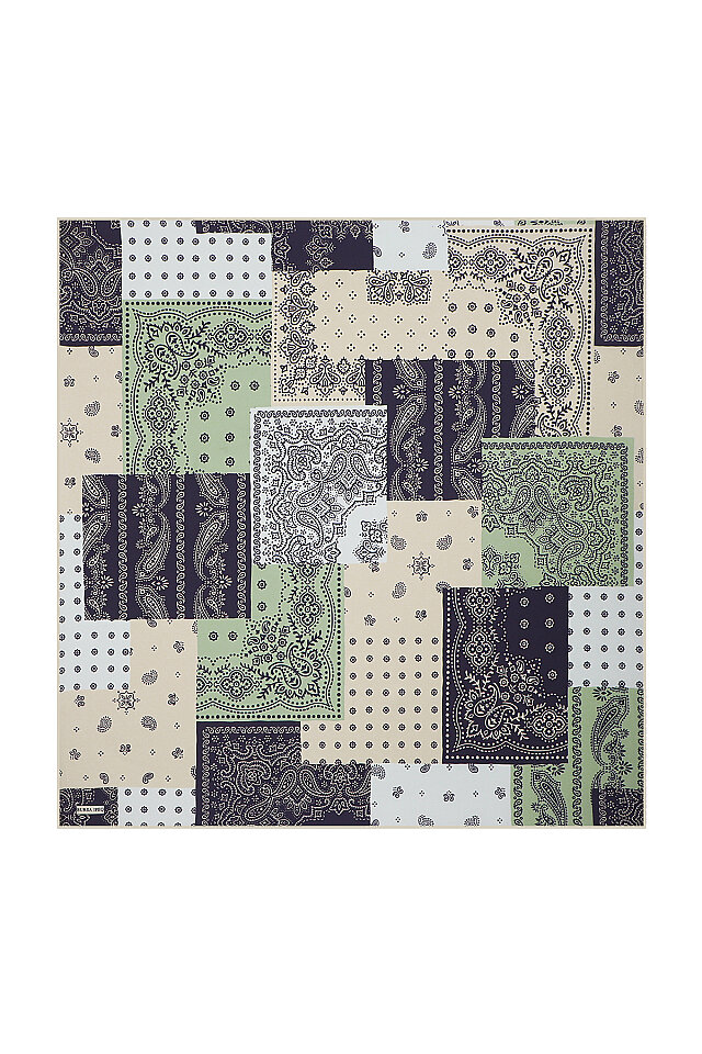 Mint Patchwork Desen Twill İpek Eşarp - Bursa İpek