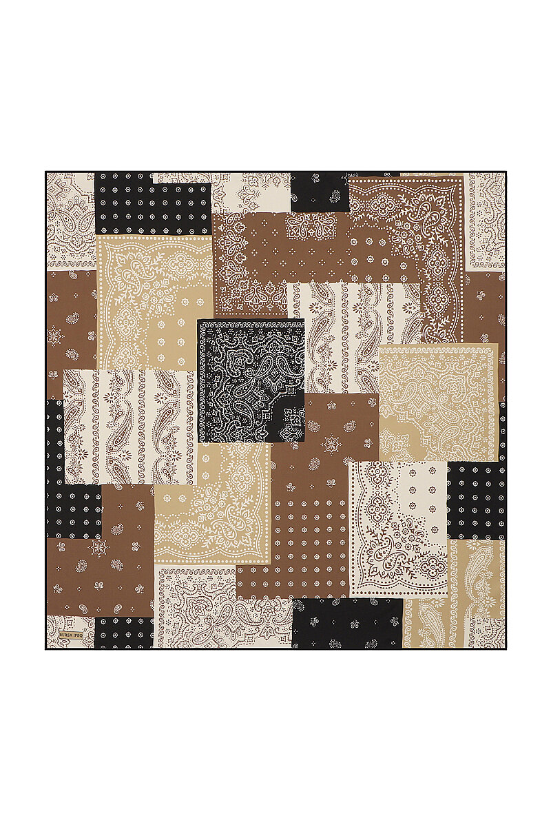 Taba Patchwork Desen Twill İpek Eşarp