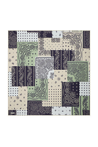 Mint Patchwork Pattern Twill Silk Scarf 