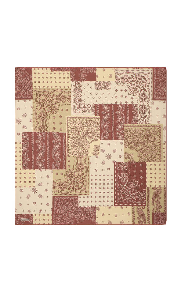 Tile Patchwork Pattern Twill Silk Scarf - 2