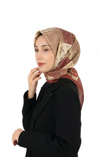 Tile Patchwork Pattern Twill Silk Scarf 