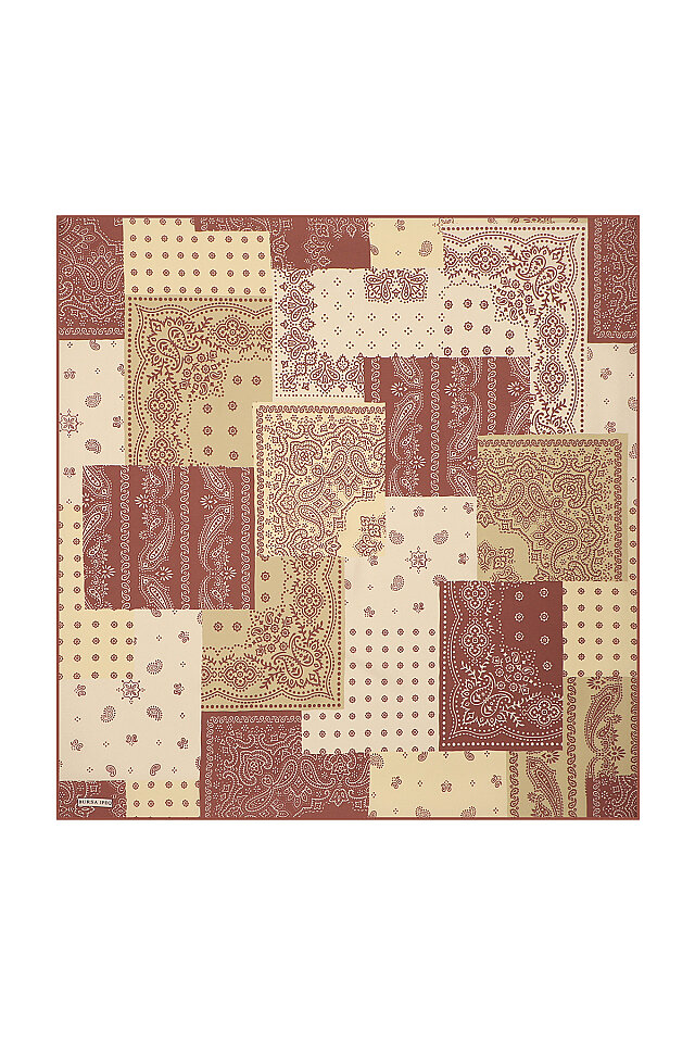 Tile Patchwork Pattern Twill Silk Scarf - 1