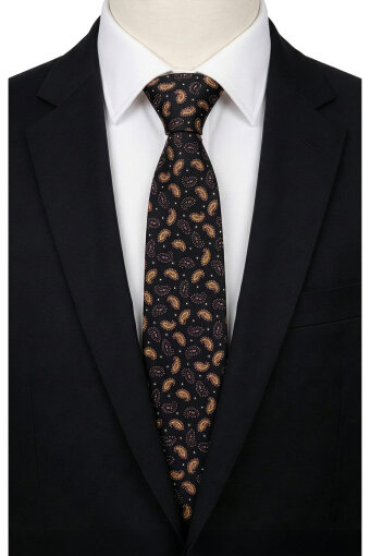 Black Patterned Silk Tie 