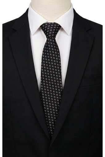 Black Patterned Silk Tie 