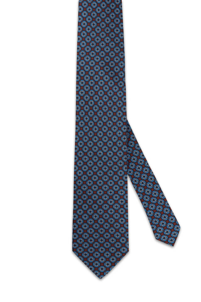 Blue Patterned Silk Tie - 3