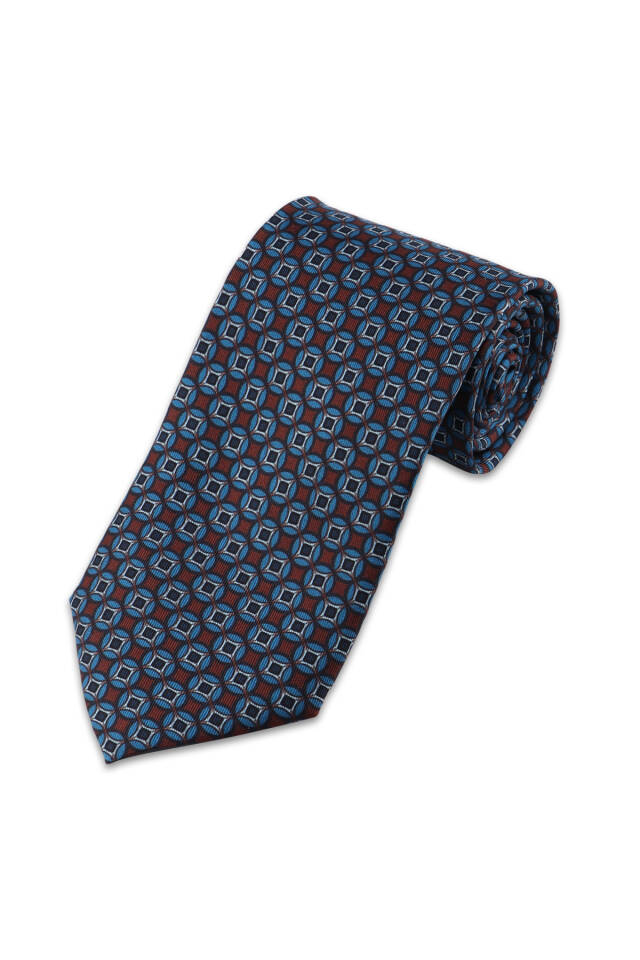 Blue Patterned Silk Tie - 2
