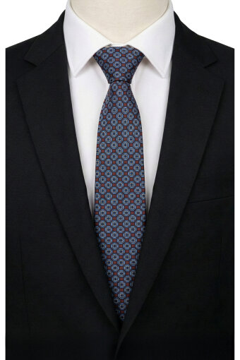 Blue Patterned Silk Tie 