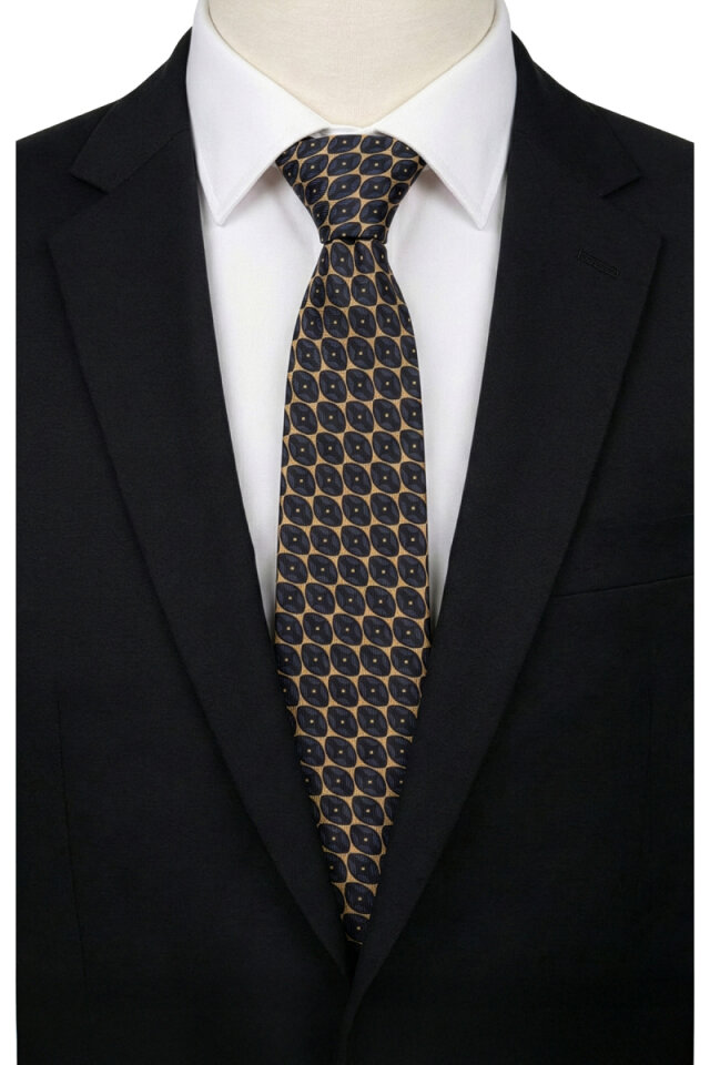Mustard Patterned Silk Tie 