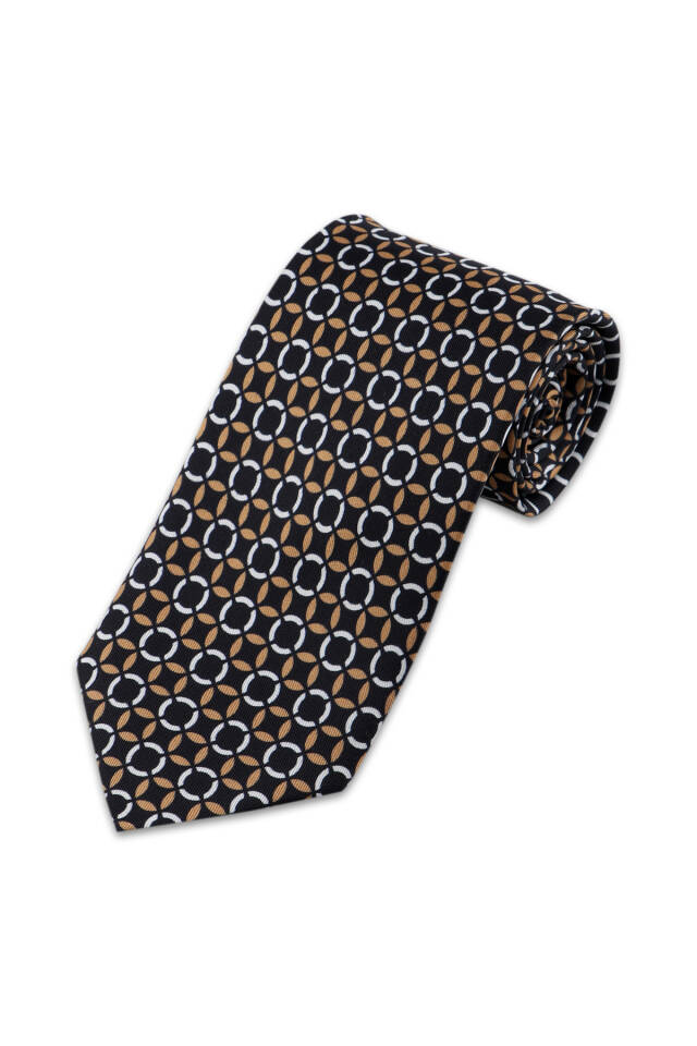 Mustard Patterned Silk Tie - 2