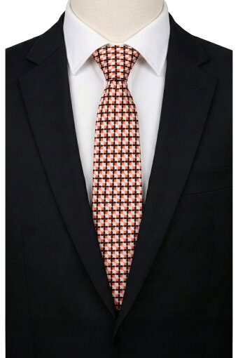 Orange Patterned Silk Tie 