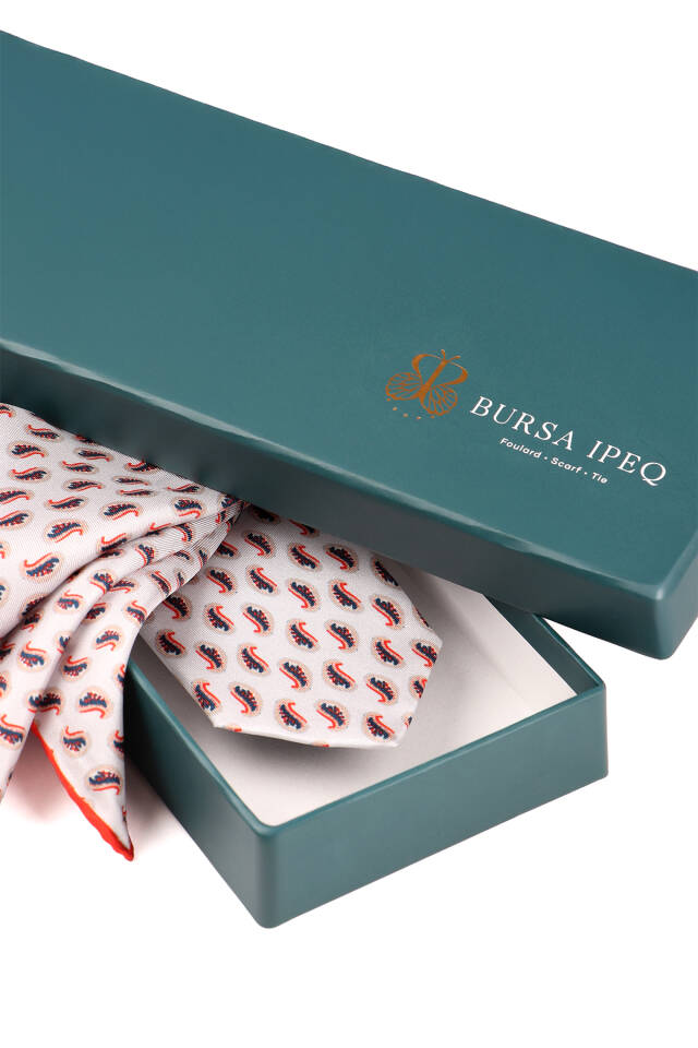 Beige Patterned Silk Tie Set - 4