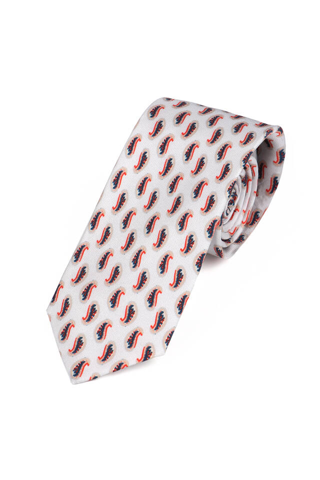 Beige Patterned Silk Tie Set - 3