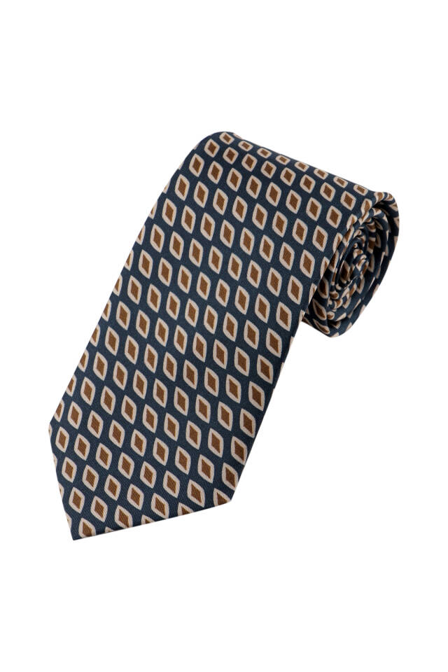 Beige Patterned Silk Tie Set - 3