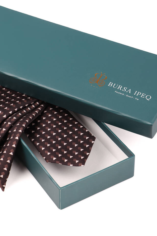 Bitter Coffee Patterned Silk Tie Set - 4