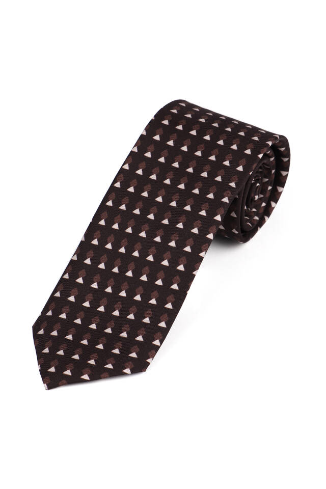 Bitter Coffee Patterned Silk Tie Set - 3